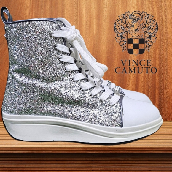 VINCE CAMUTO | GIRLS HIGH-TOP GLITTER PLATFORM SNEAKERS - - Picture 1 of 16